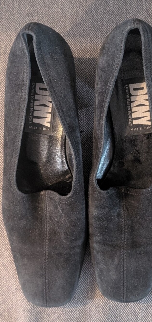 DKNY Black Suede Slip-On Loafers